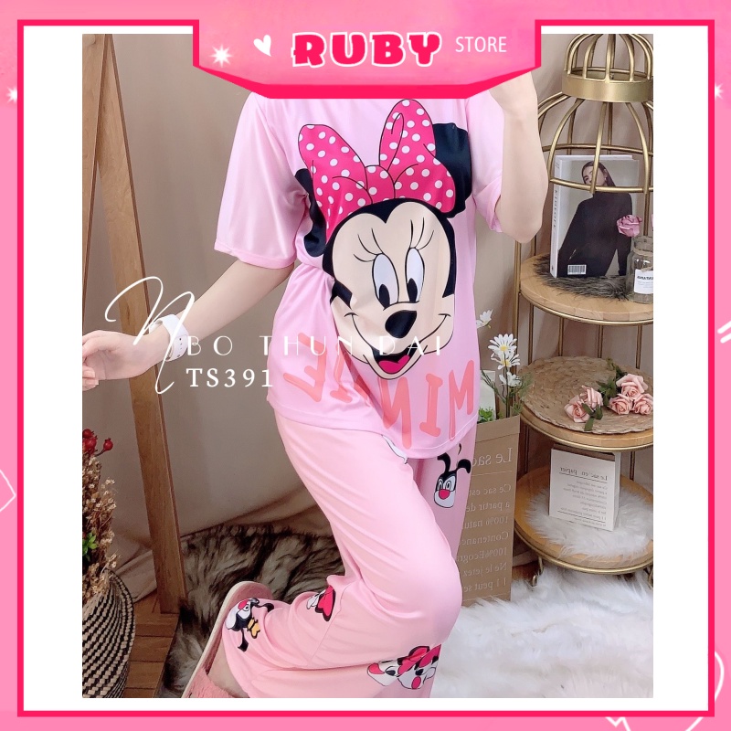 Bộ hoạt hình Cartoon form rộng chất đẹp Free Sz Dưới 60KG ❤ Set bộ thun mỏng mát mặc nhà thu đông QC ❤