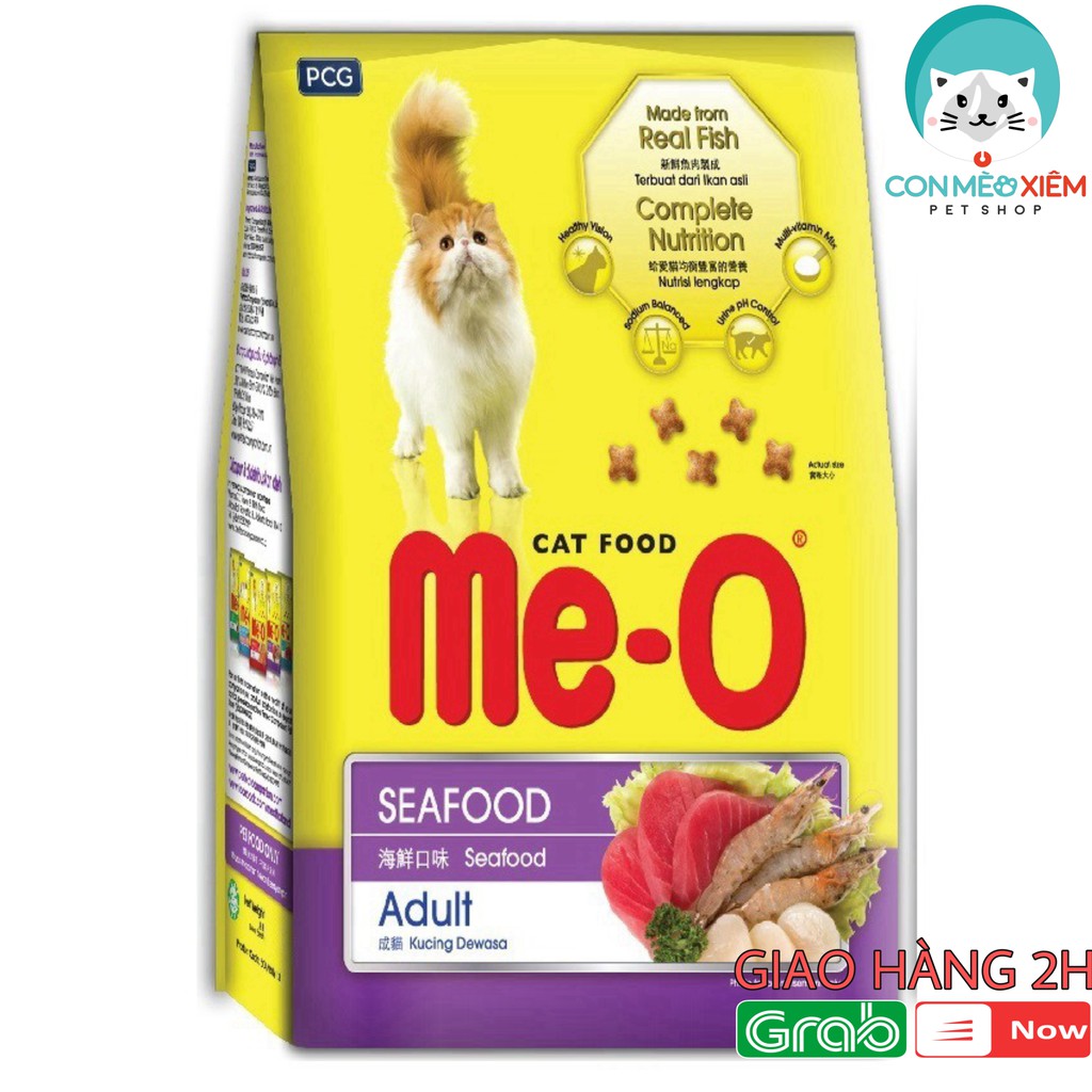 Hạt cho mèo trưởng thành Me-O hải sản seafood 350g 1.2kg thức ăn cho mèo lớn Con Mèo Xiêm