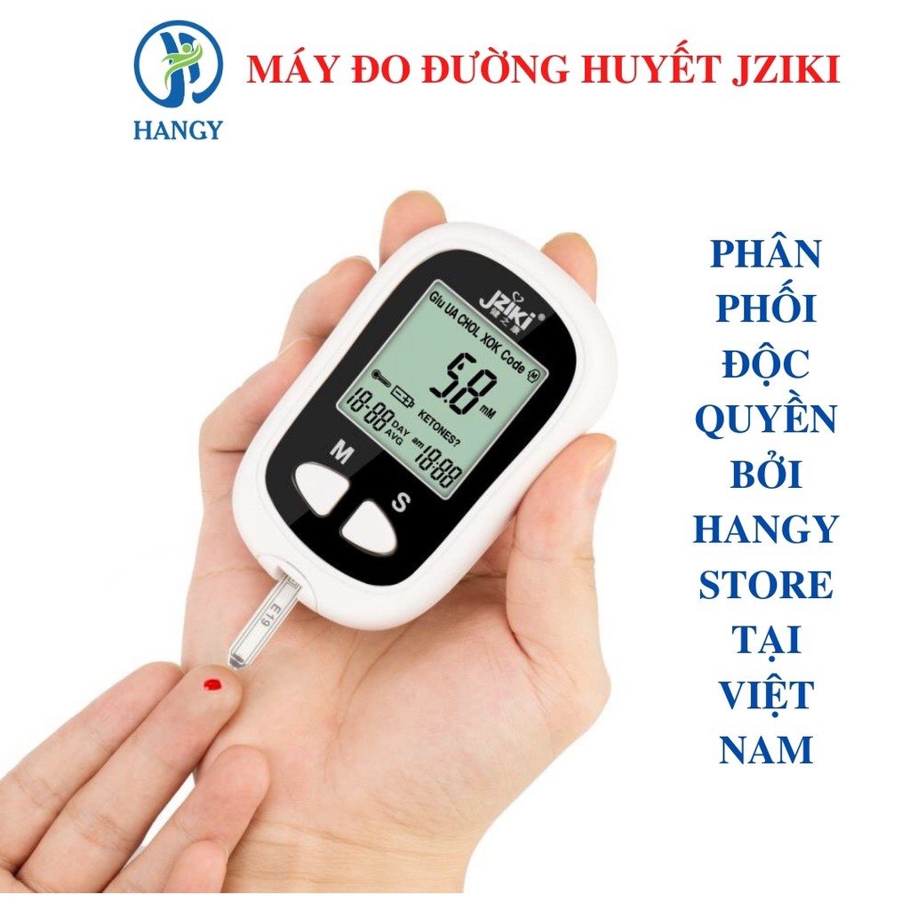 Máy đo đường huyết Jziki nhập khẩu HANGY [kèm 50 que thử và 50 kim]