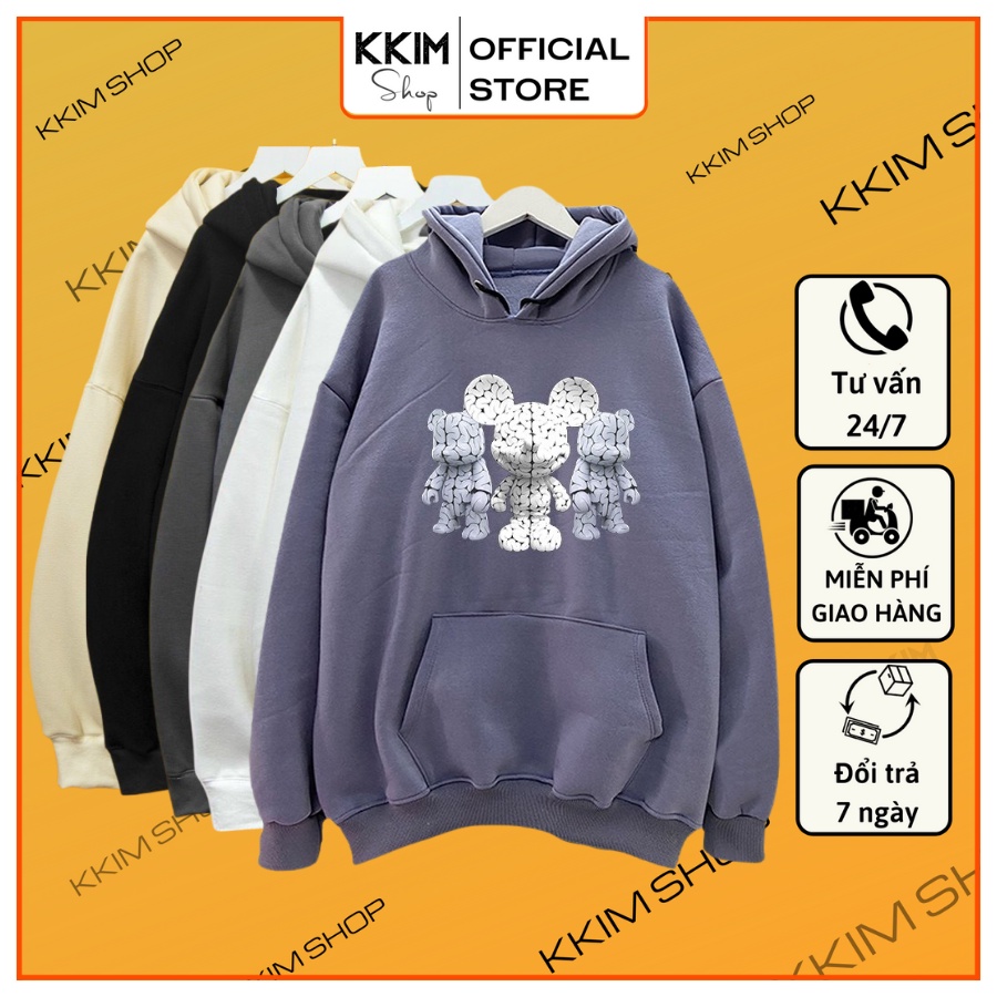 Áo khoác Nỉ HOODIE Nikolas Oversize, Form dáng RỘNG màu xám xanh khói, be, nỉ bông Cao Cấp Unisex Nam Nữ - KKIMShop