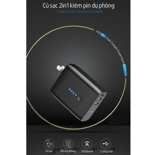 Cốc sạc kiêm pin sạc dự phòng 2in1 usams 5000mah