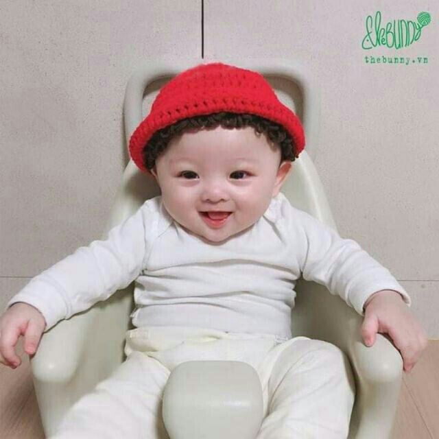 Nón len tóc giả style Hàn Quốc cho bé