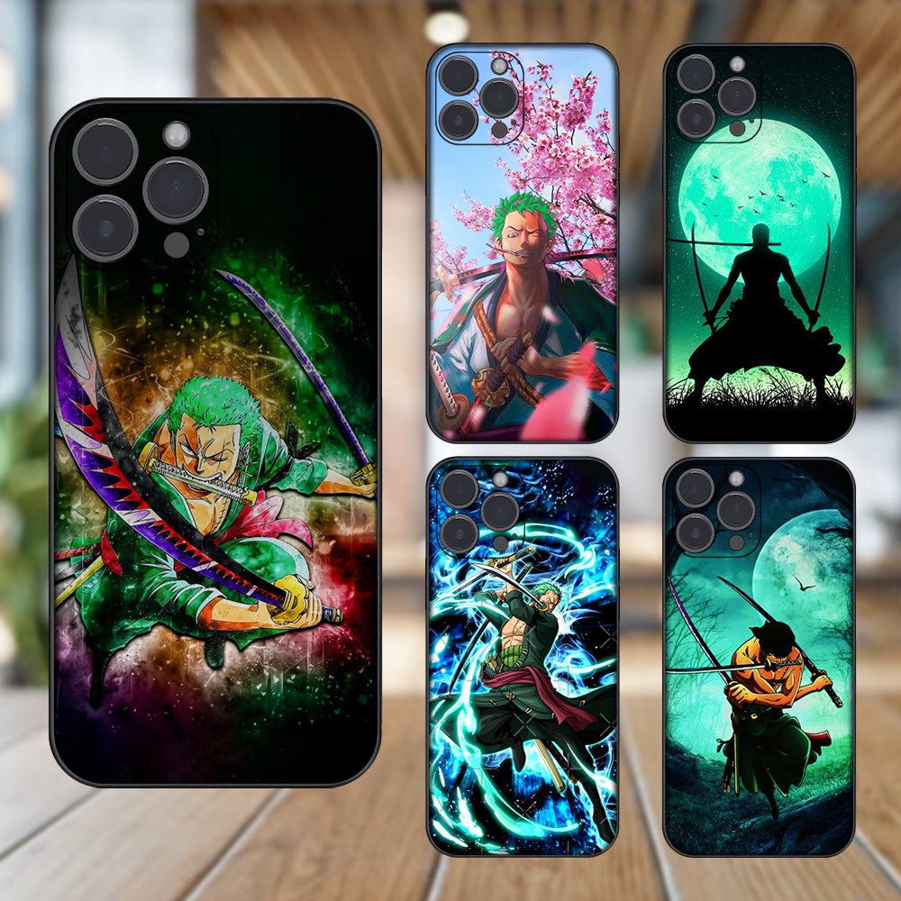 Ốp lưng iPhone 13 Pro Max dẻo đen cạnh vuông in hình Zoro One Piece