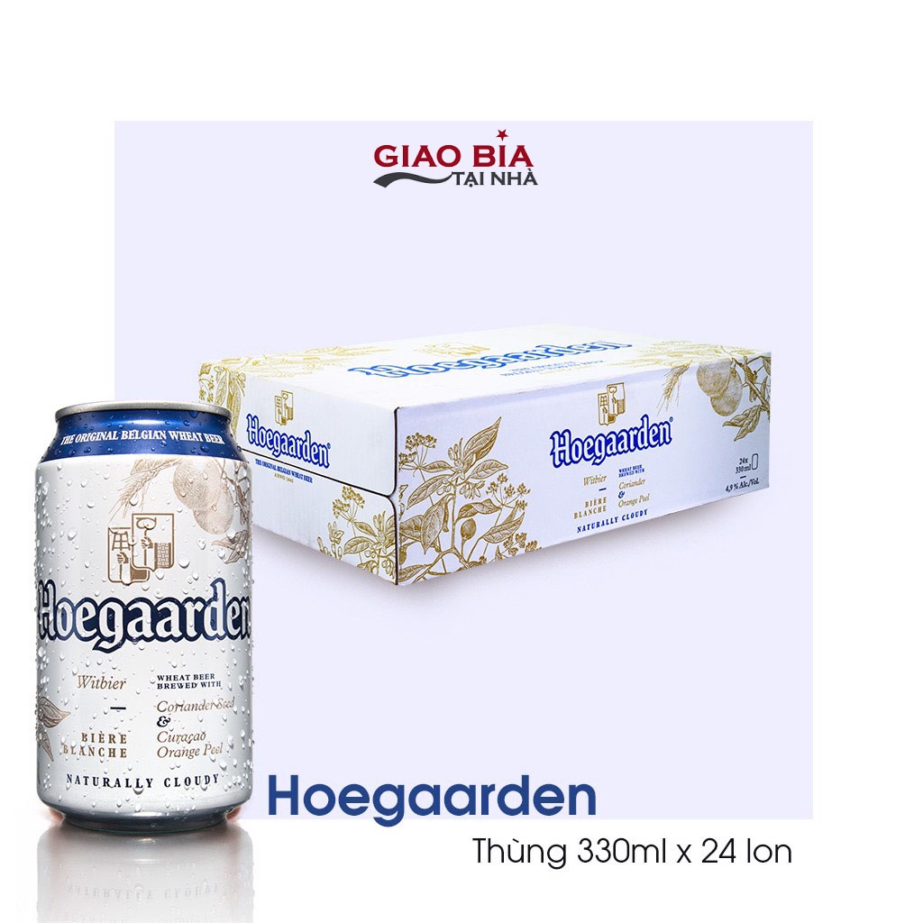 Thùng Bia Hoegaarden white 330ml x24 Lon/ Chai Bia lúa mỳ bán chạy nhất Bỉ | Chính Hãng