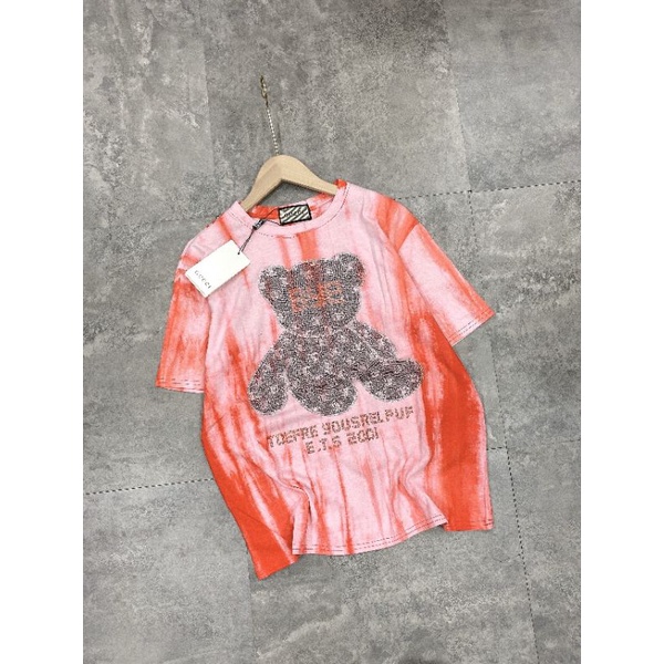 Áo phông đính đá màu loang form rộng cotton thô độc đáo mới lạ💋💋💋