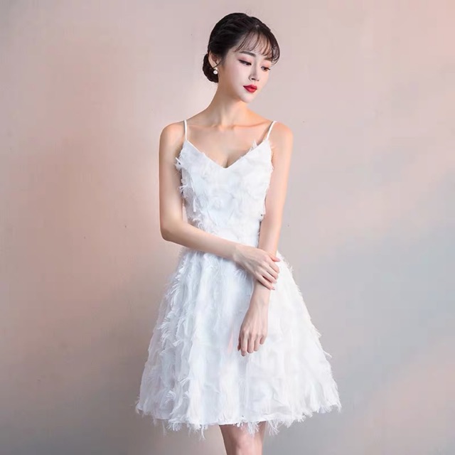 Đầm trắng hai dây thiên sứ Ulzzang tôn da kèm ảnh thật 🌥👑 | BigBuy360 - bigbuy360.vn