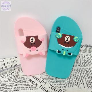 Ốp điện thoại kiểu đôi dép họa tiết hoạt hình gấu Brownie cho iPhone 6 6s 7 8 Plus X XR XS XSMAX