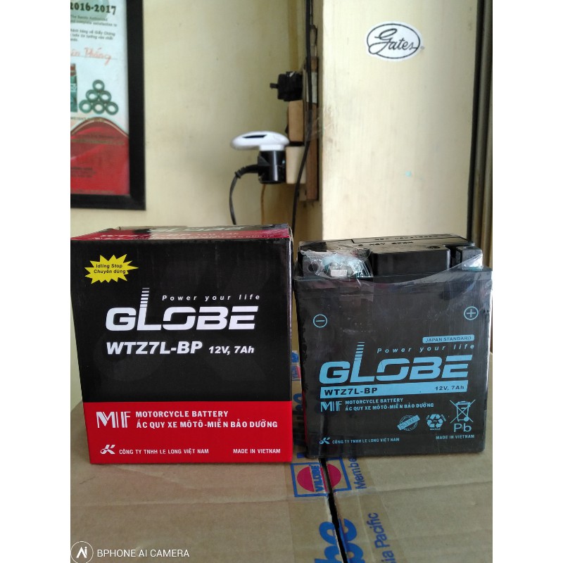 Ắc quy xe máy Globe WTZ7L - BP (12V - 7Ah)