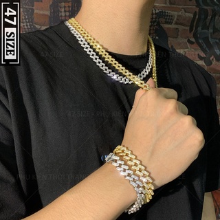 Vòng tay - dây chuyền Cuban Basic đính đá sang trọng, thời trang hiphop dành cho nam nữ [ẢNH, VIDEO THẬT]