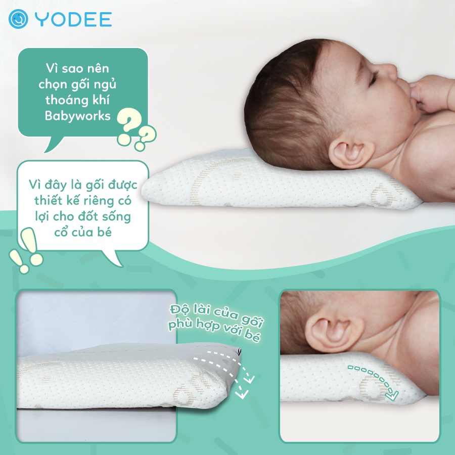 Combo 2 gối ngủ thoáng khí Babyworks 3th + 12th