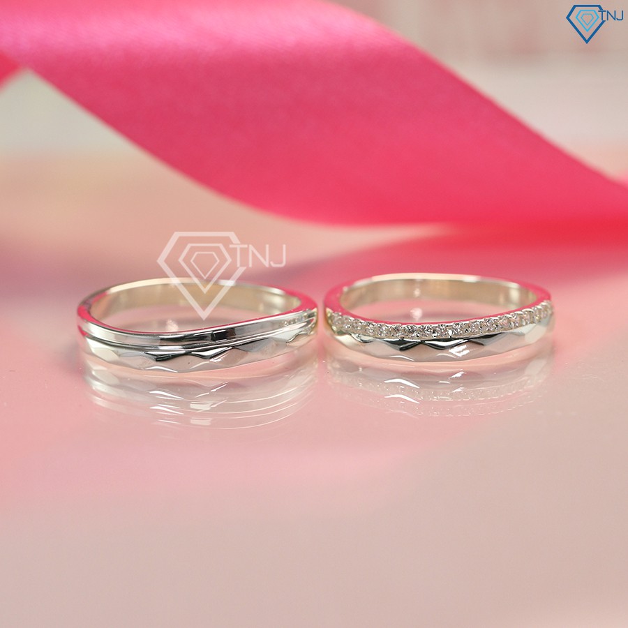 Nhẫn đôi bạc nhẫn cặp bạc đẹp đơn giản ND0385