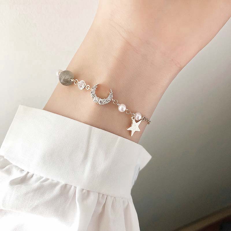 Vòng tay nữ ngọc trai lắc tay nữ hình mặt trăng ngôi sao xinh xắn dễ thương | BigBuy360 - bigbuy360.vn