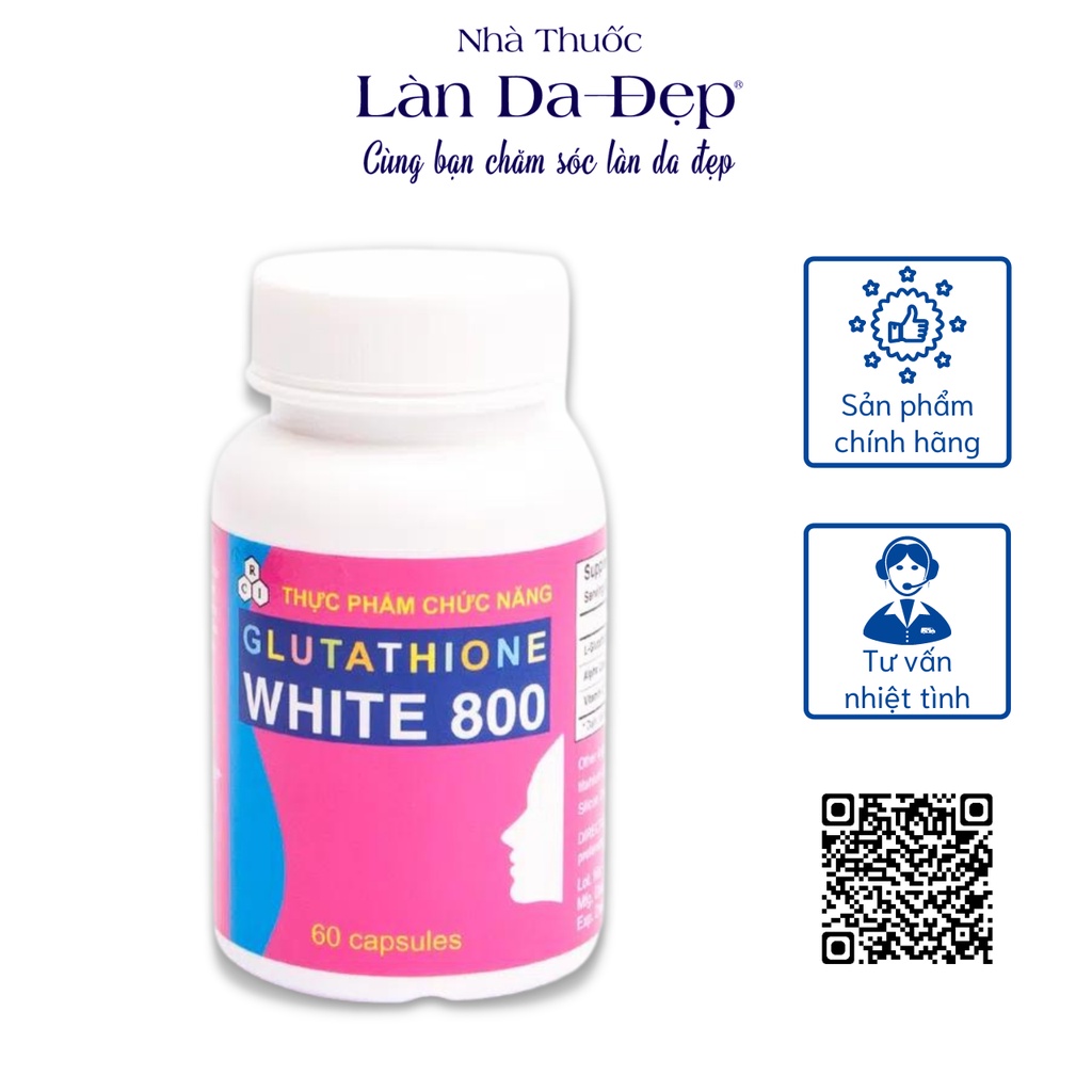 Viên uống Glutathione White 800 dưỡng trắng da ngừa lão hóa cải thiện tình trạng nám lọ 60 viên