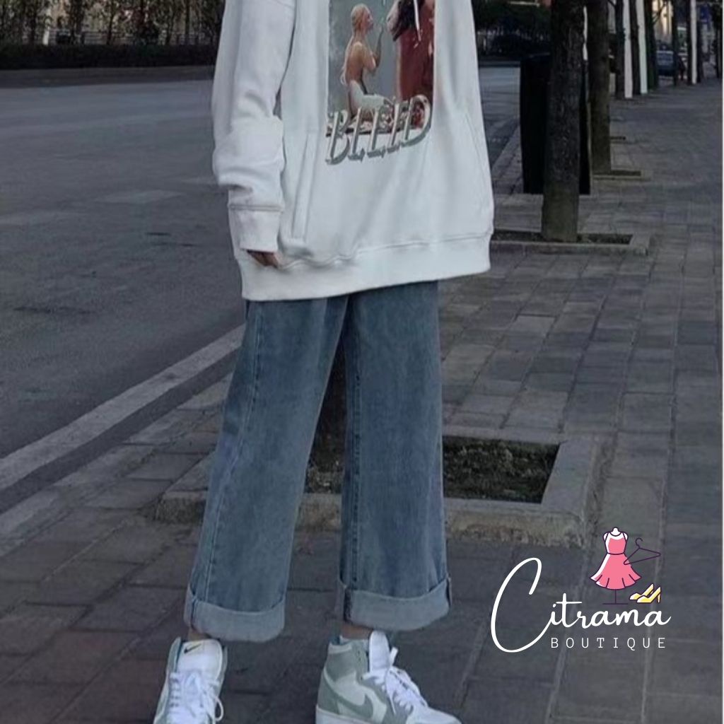 Quần jean ống rộng lưng cao phong cách ulazzang hàn quốc QJ02 | BigBuy360 - bigbuy360.vn