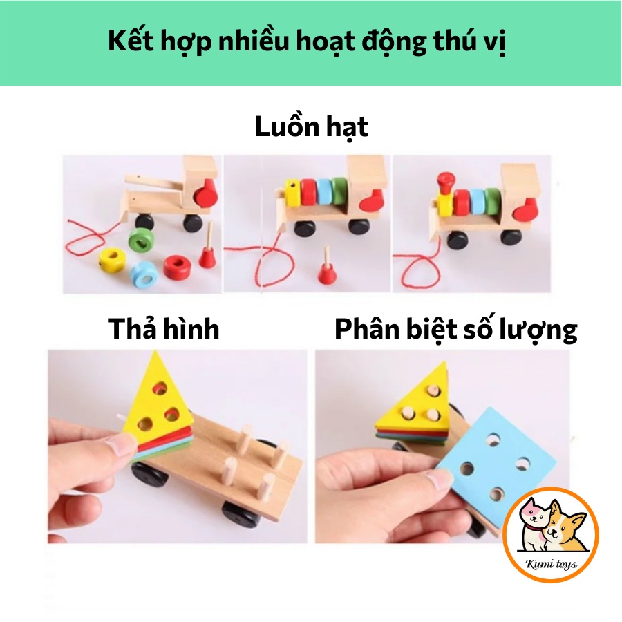 Đồ chơi tàu hỏa thả gỗ cho bé thông minh Kumi toys