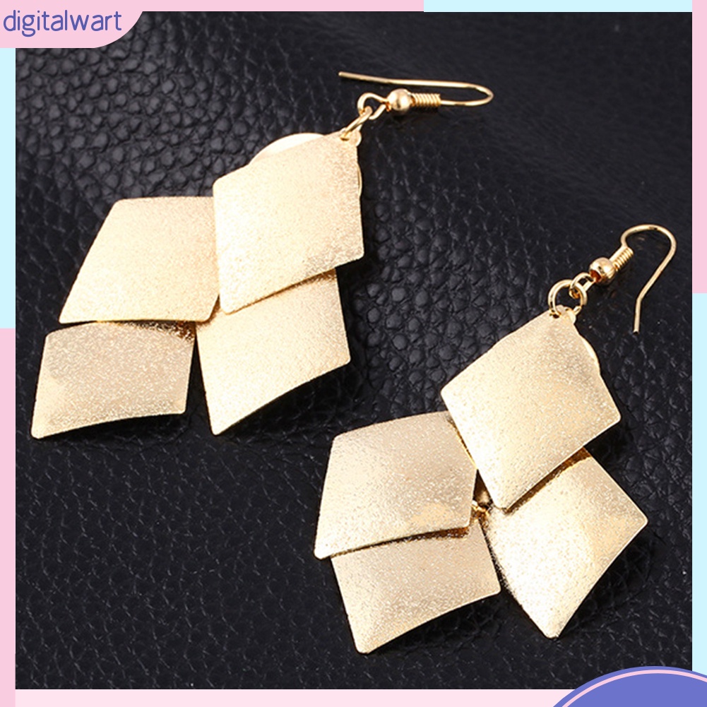 Cặp khuyên tai nữ thiết hình vuông xếp lớp cá tính sang trọng dành cho nữ