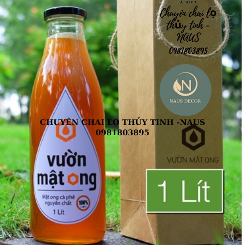 Chai Thủy Tinh Đựng Sữa Nắp Thiếc 1000ML-NAUS