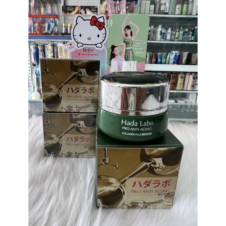 (XANH LÁ) KEM DƯỠNG TRẮNG DA SẠCH NÁM TÀN NHANG HADA LABO PRO ANTI AGING COLLAGEN PLUS CREAM 35GR