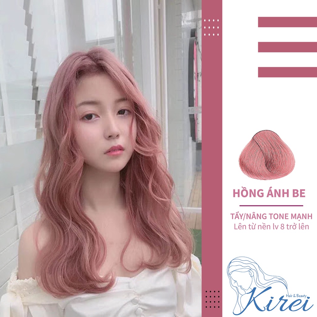 Thuốc nhuộm tóc màu HỒNG ÁNH BE kèm tẩy tóc KireiHair, Kirei Hair, KIREIHAIR