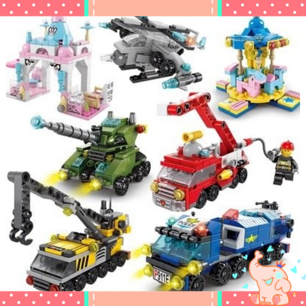 Đồ chơi Lego city giá rẻ 6 trong 1 nhiều chủ đề, mô hình lắp ghép lele brother 138 - 152 chi tiết cho bé sáng tạo