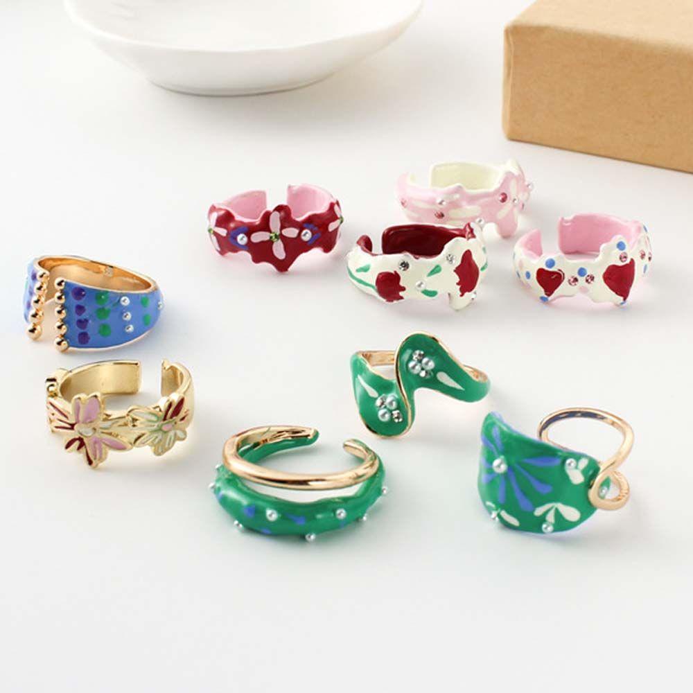 Nhẫn Hở Handmade Bằng Kim Loại Hình Hoa / Trái Tim Có Thể Điều Chỉnh Cho Nam