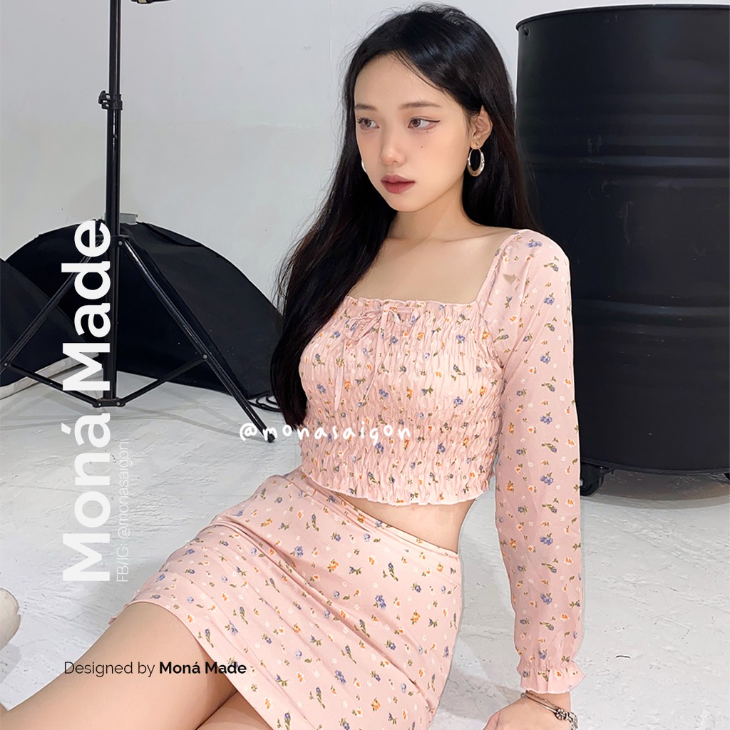 MONÁ - Set áo váy nhún bèo xinh xăn - ANNIE SET | BigBuy360 - bigbuy360.vn