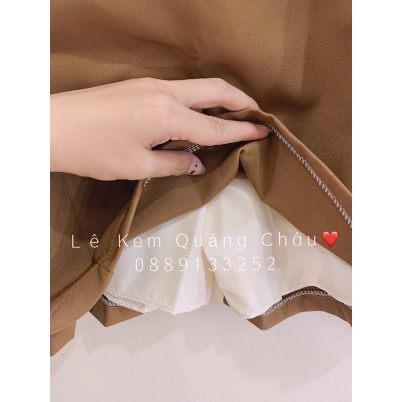 Sét Chân Váy Chữ A 2 Lớp + Áo Kiểu Tay Bồng Cổ Vuông QC ❤️