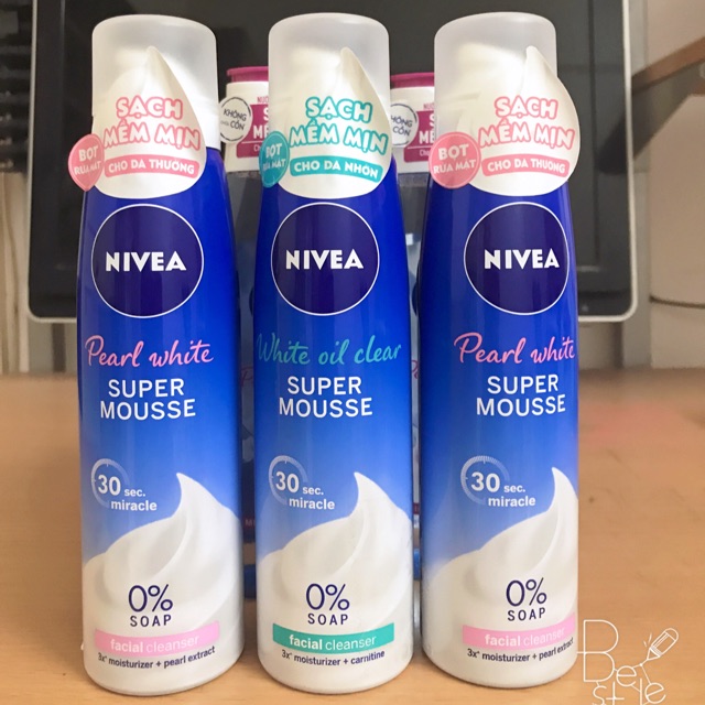 BỌT RỬA MẶT TRẮNG DA SẠCH NHỜN NIVEA SUPER MOUSSE