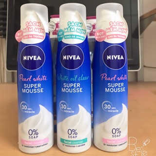Bọt rửa mặt trắng da sạch nhờn nivea super mousse