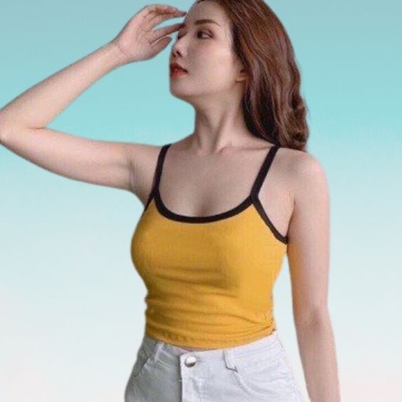 Áo Hai Dây - Áo 2 Dây Croptop Viền Đen 4 Màu Siêu Hot - Kèm DEAL Sốc ( có ảnh thật ) - CUBI.STORE