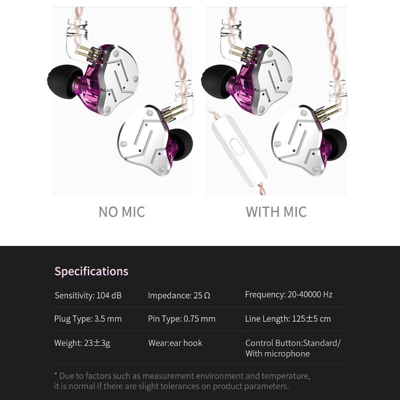 KZ ZSN 1BA+1DD Hybrid In Ear Earphone Monitor Running Sport  HIFI Headset Earbud Detachable Detach