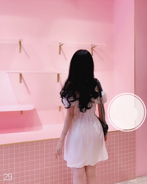 Đầm trắng bệt vai li eo dáng xòe xt