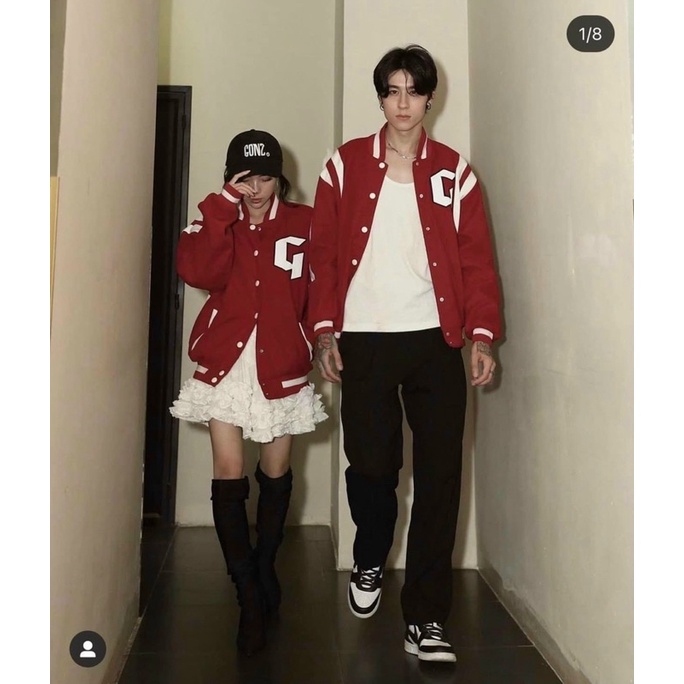 ÁO BOMBER NỈ VIỀN TRẮNG NHUNG TĂM THÊU CHỮ G