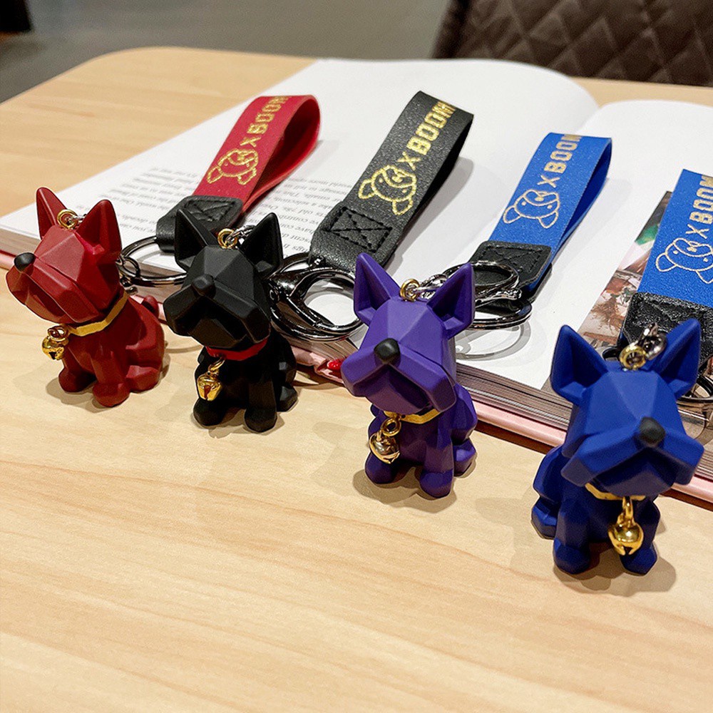 Móc Chìa Khóa Bằng Da Pu Hình Chó Bull Nhiều Màu Dễ Thương