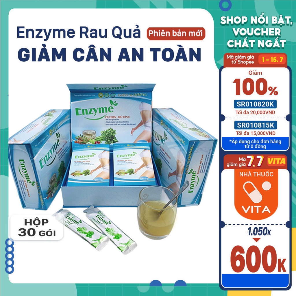 Giảm Cân Nhanh Enzyme Gold Slimming hỗ trợ cân cấp tốc, giảm béo an toàn hiệu quả Hộp 30 gói