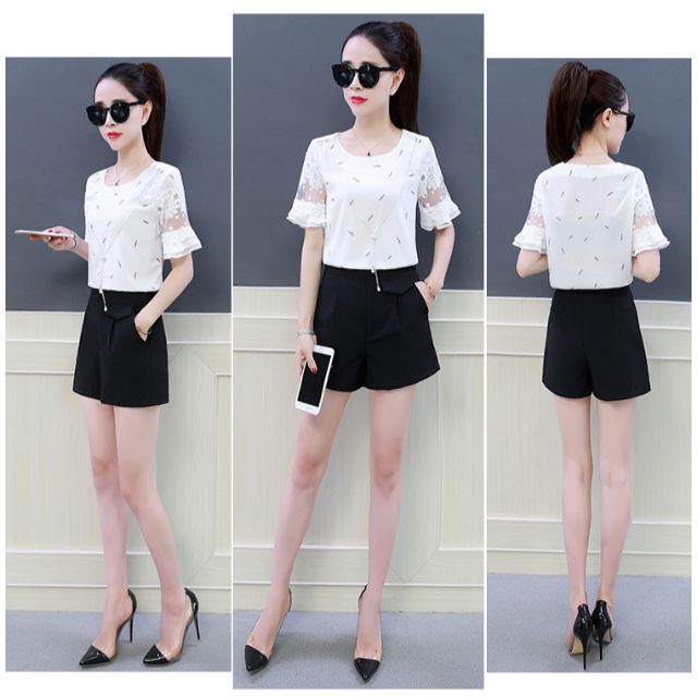 HÀNG NHẬP - ÁO SƠ MI NỮ PHỐI REN TAY CAO CẤP