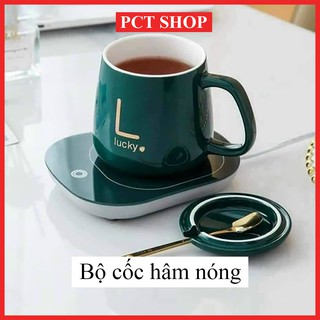 Bộ cốc hâm nóng đồ uống, cafe, pha trà hiệu Lucky kèm đế điện đa năng