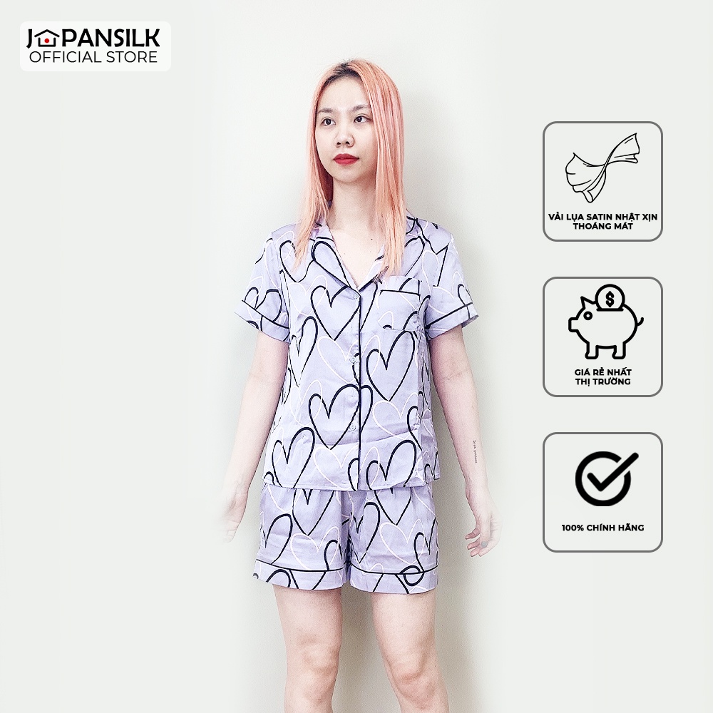 Bộ Đồ Ngủ Lụa Pijama Cao Cấp JAPAN SILK Mùa Hạ Họa Tiết Lá Hoa