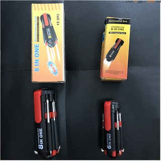 Vít vặn đa năng 8 đầu có kèm đèn pin