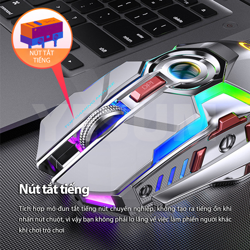 【Muộn nhất】chuột không dây Chuột streamer đầy màu sắc RGB chuột chơi game câm chuột