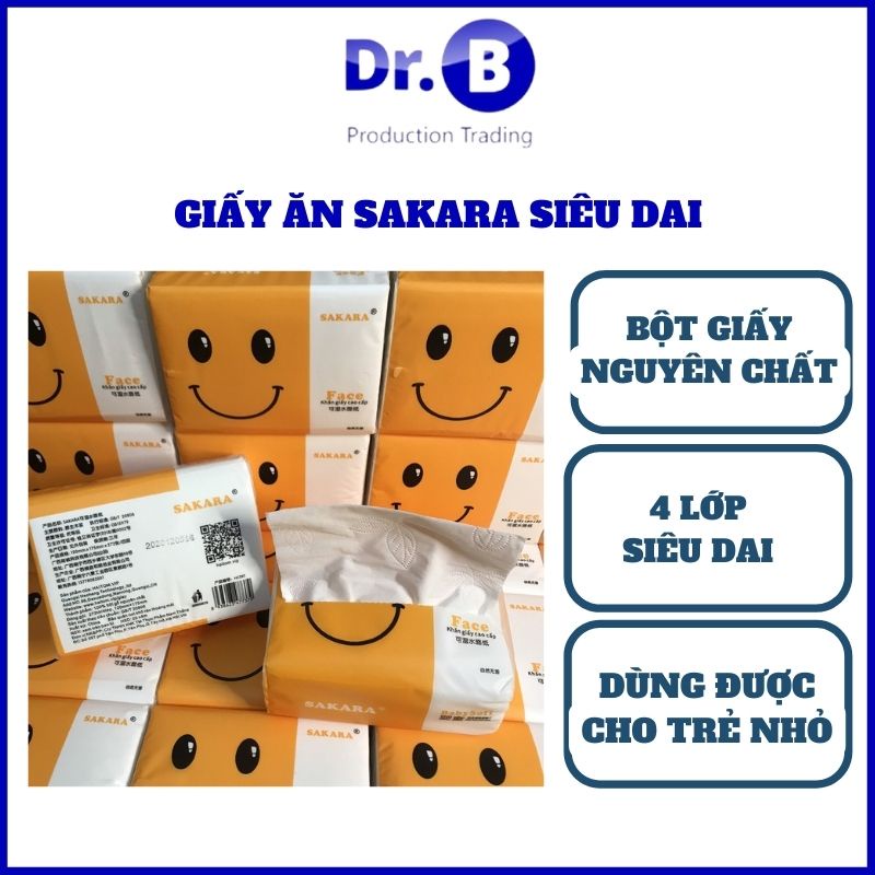 Giấy ăn SAKARA 4 lớp siêu dai không tẩy trắng GiadungDrB