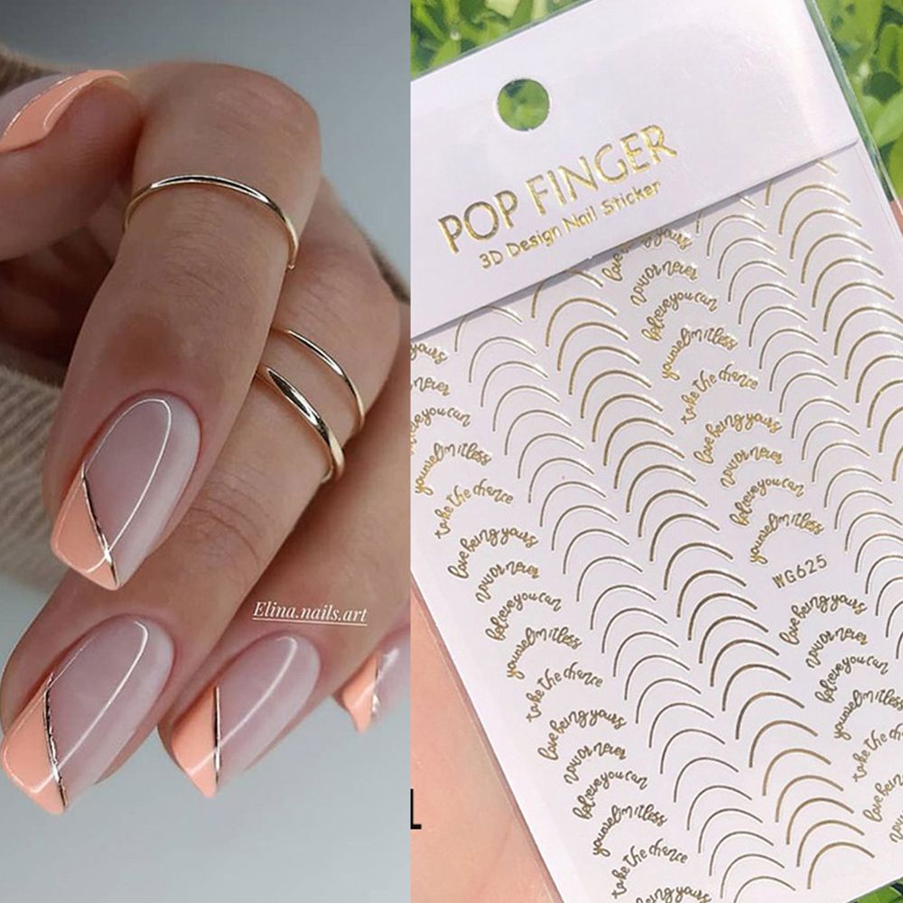 [Hàng mới về] Miếng Dán Trang Trí Móng Tay Họa Tiết Kẻ Sọc 3D Sành Điệu Thời Trang Tự Làm Độc Đáo