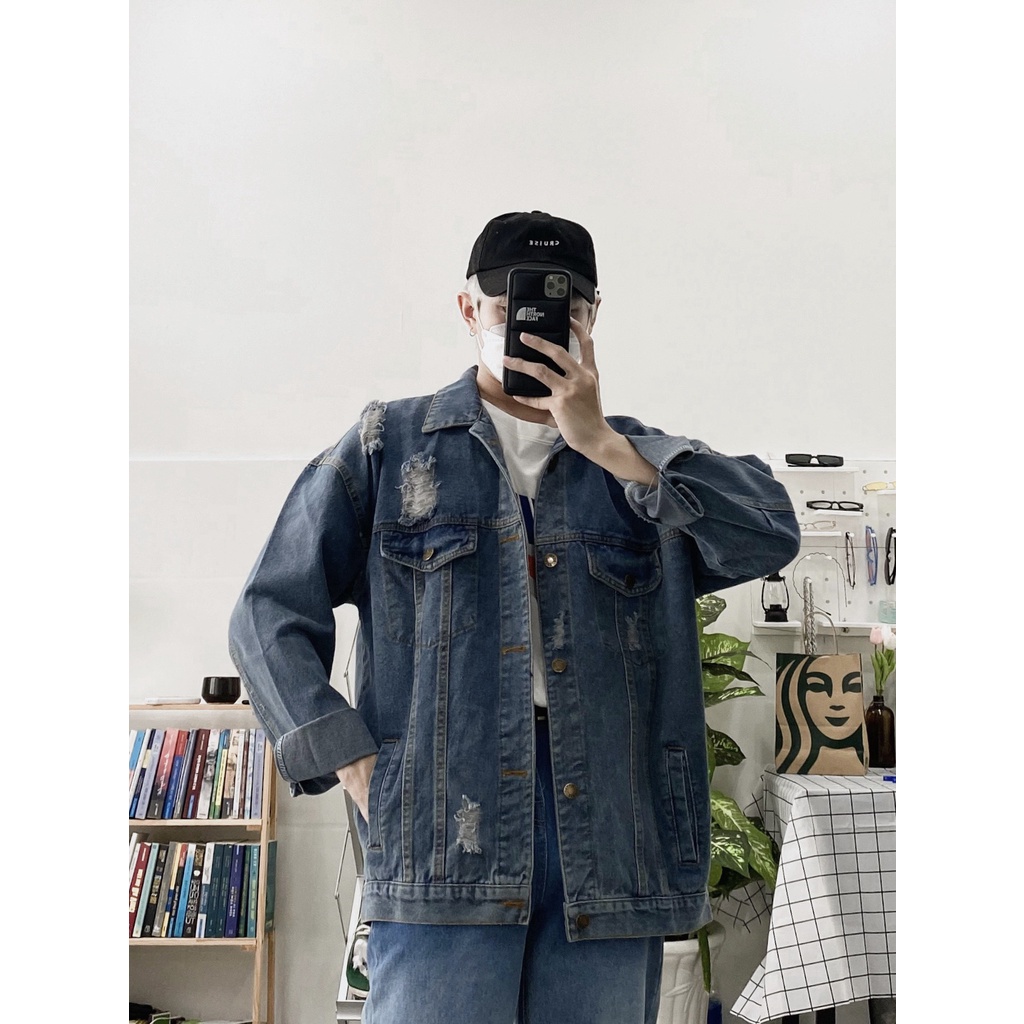 Áo khoác Jean nam nữ CAO CẤP phong cách Hàn Quốc Ulzzang, Áo khoác bò unisex streerwear