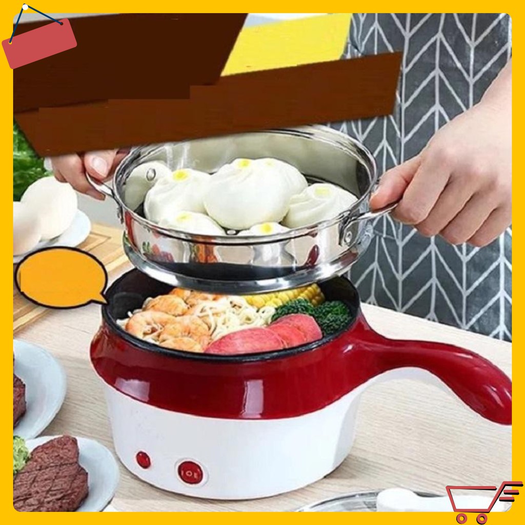 [SGD] Ca Nấu Mì - Nồi Điện Đa Năng Mini Kèm Khay Hấp Nấu Cơm, Lẩu, Xào Thức Ăn Tiện Lợi 8182