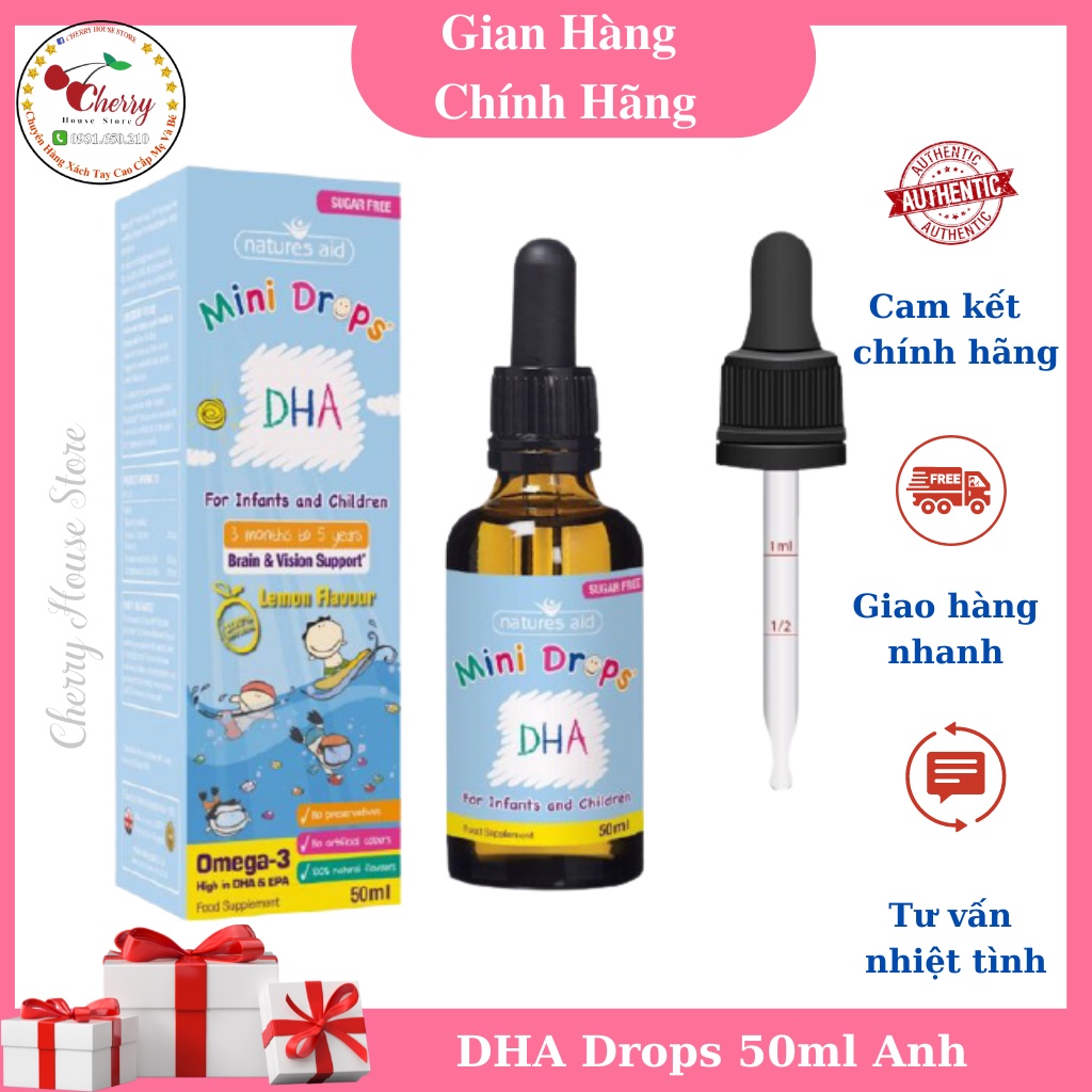 DHA Drops, hàng Anh (dạng nhỏ giọt), 50ml, Cho bé từ 3 tháng đến 5 tuổi