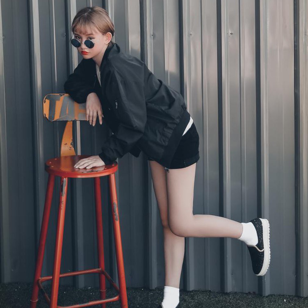 Áo khoác bóng chày nữ kiểu rộng phong cách Harajuku