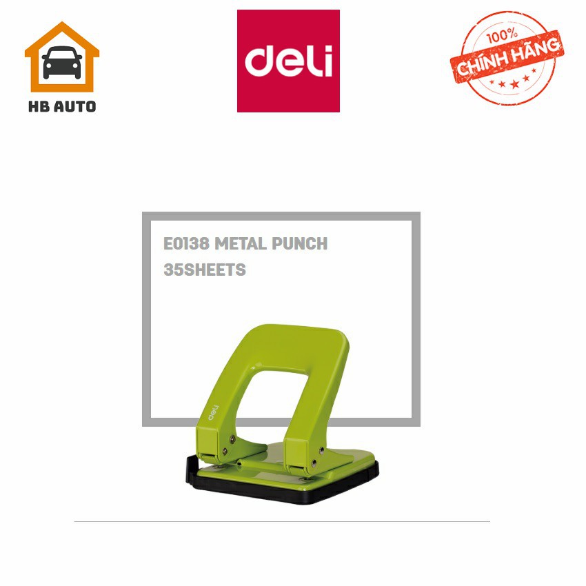 Bấm lỗ giấy Deli 138 35 tờ vỏ kim loại SPCC bền đẹp