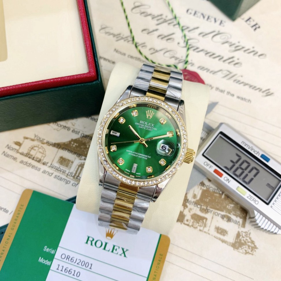 [Fullboxx 1:1] Đồng hồ nam Rolex - viền đá dây kim loại chống nước - DH501 Shop404