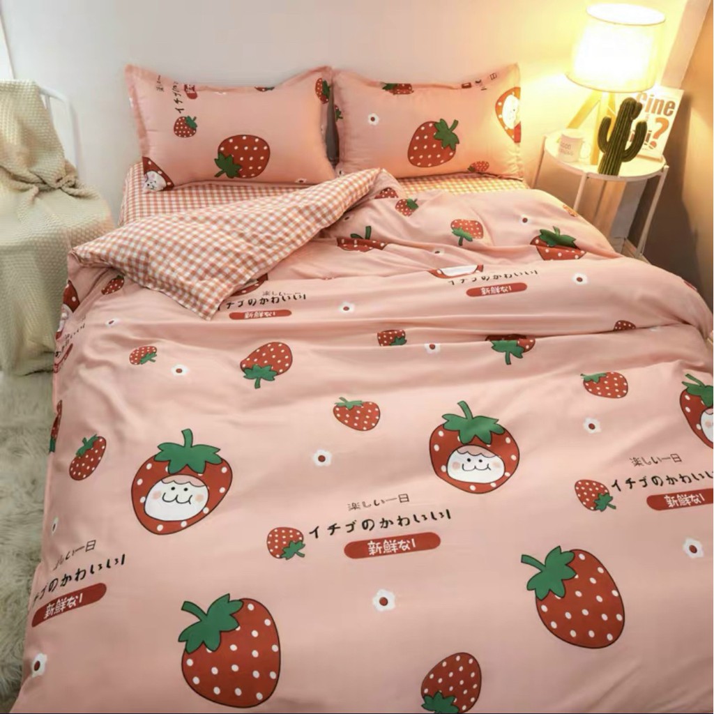 Bộ chăn ga gối HASUKO 4 món vỏ chăn kẻ caro drap giường đủ mọi kích thước m2 .m4 .m6 .m8 .2m2