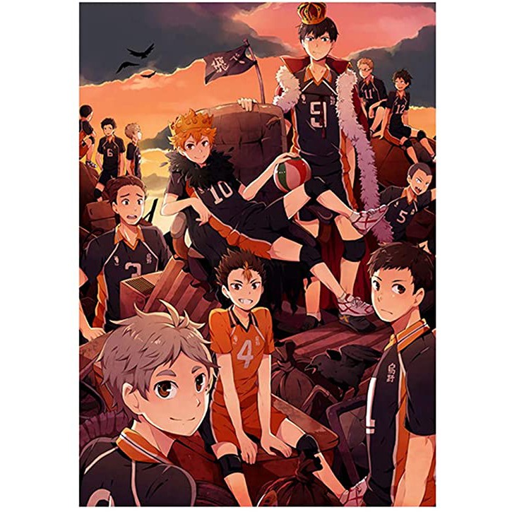 Poster HAIKYUU Chàng khổng lồ tí hon tranh in hình anime chibi trang trí nhà cửa đẹp